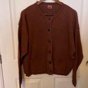 Outer Limits Brown Cotton Button Front Cardigan M Black Buttons Y2K Vibes Cache